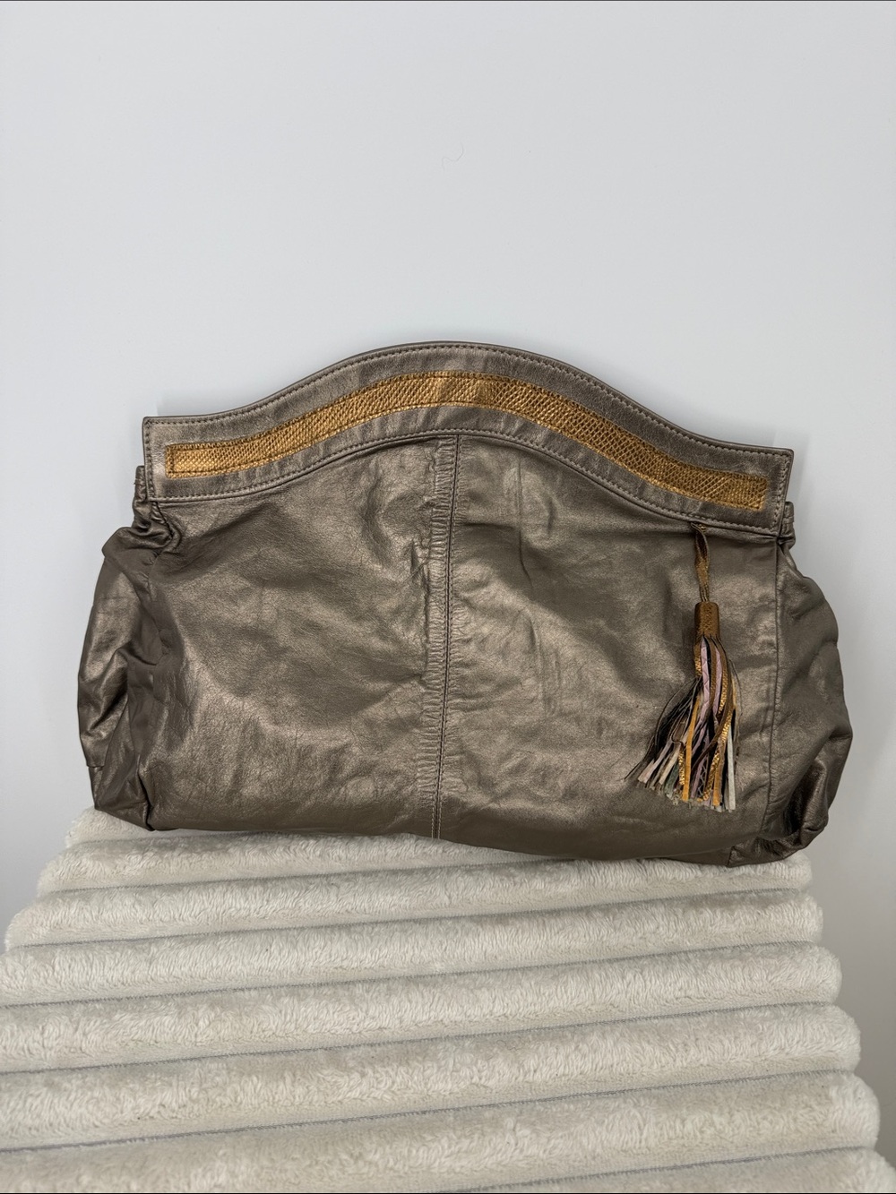 VINTAGE 80S GREEN LEATHER BAG CLUTCH ARTO Leather NY